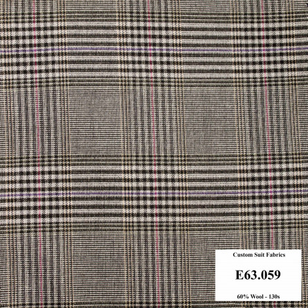 E63.059 Kevinlli V5 - Vải Suit 60% Wool - Nâu Caro